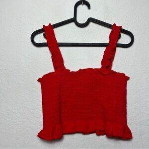 Skylar + Madison Smocked Cropped Tank Top red